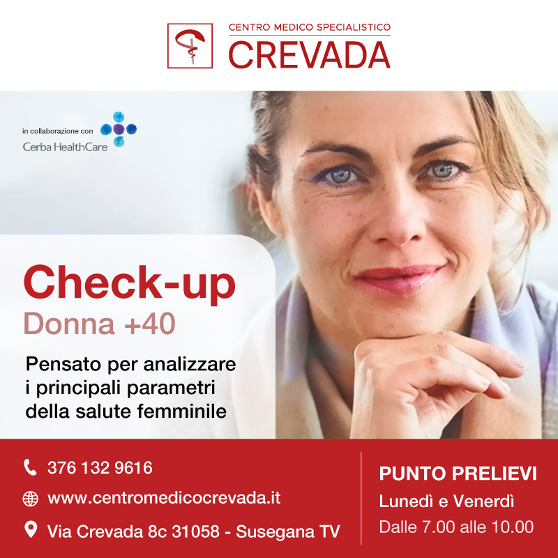 Check up donna over 40 Centro medico Crevada punto prelievi analisi del sangue pacchetto cerba healthcare