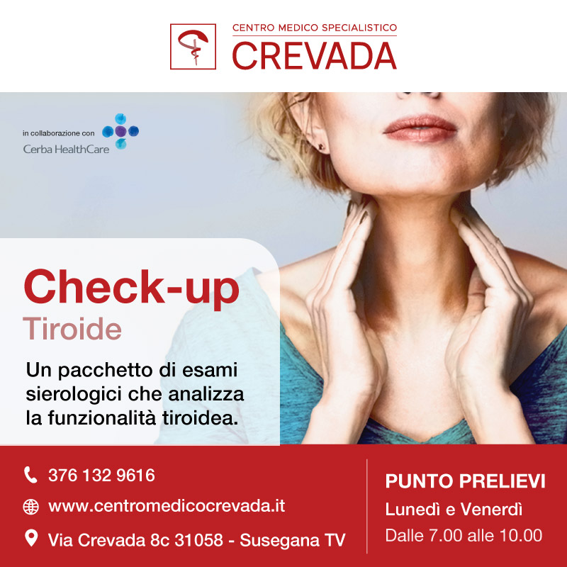 Check up tiroide Centro medico Crevada punto prelievi analisi del sangue pacchetto cerba healthcare