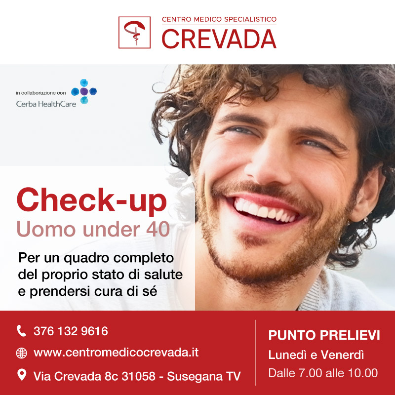 Check up uomo under 40 Centro medico Crevada punto prelievi analisi del sangue pacchetto cerba healthcare